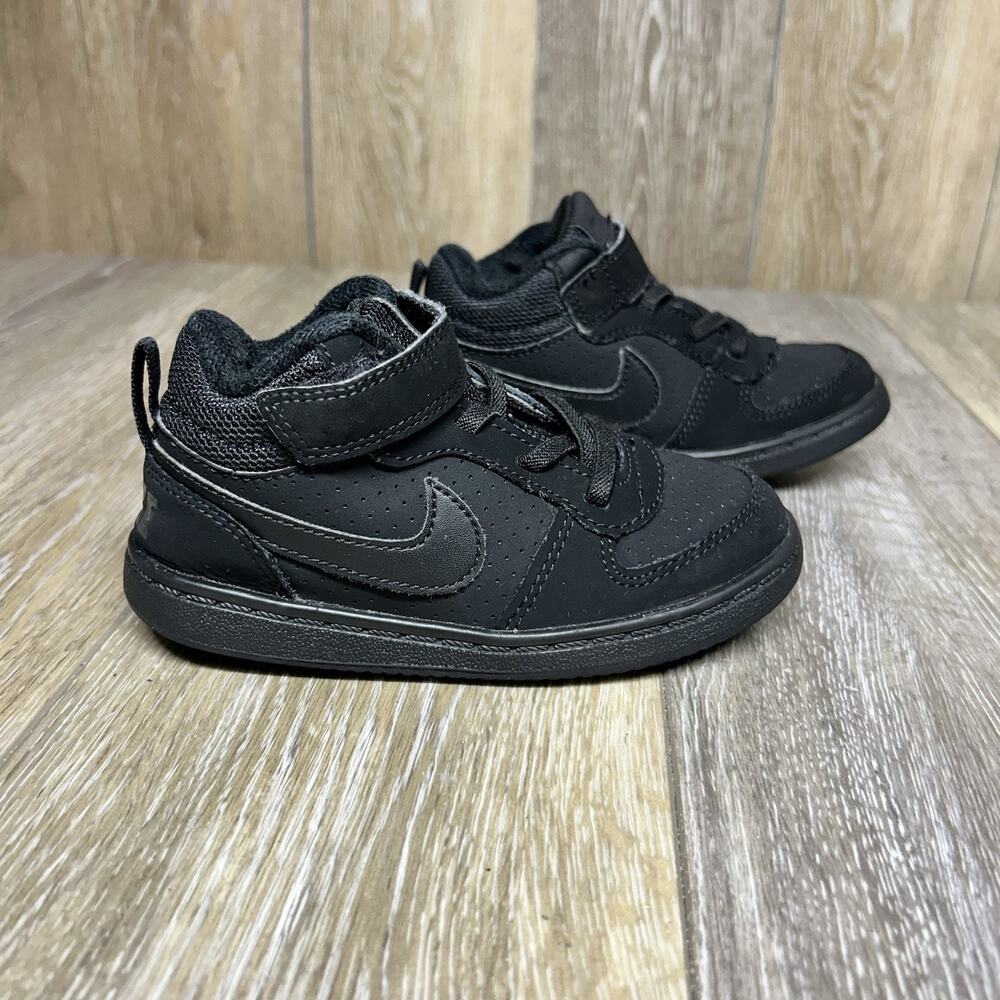 Nike Court Borough Mid Triple Black Toddler US Size 9C 870027-001 Sneaker Shoes